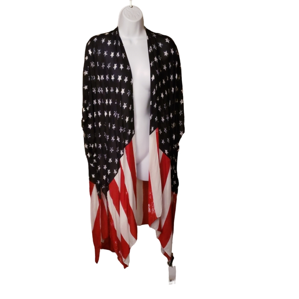 NWT MODENA stars and stripes sheer topper